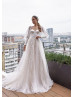 Strapless Satin Lace Dreamy Wedding Dress With Removable Sleeves